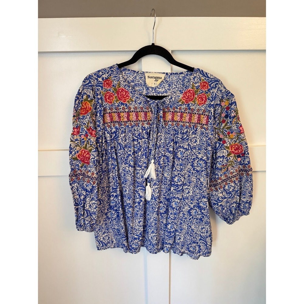 Savanna Jane blue blouse size small